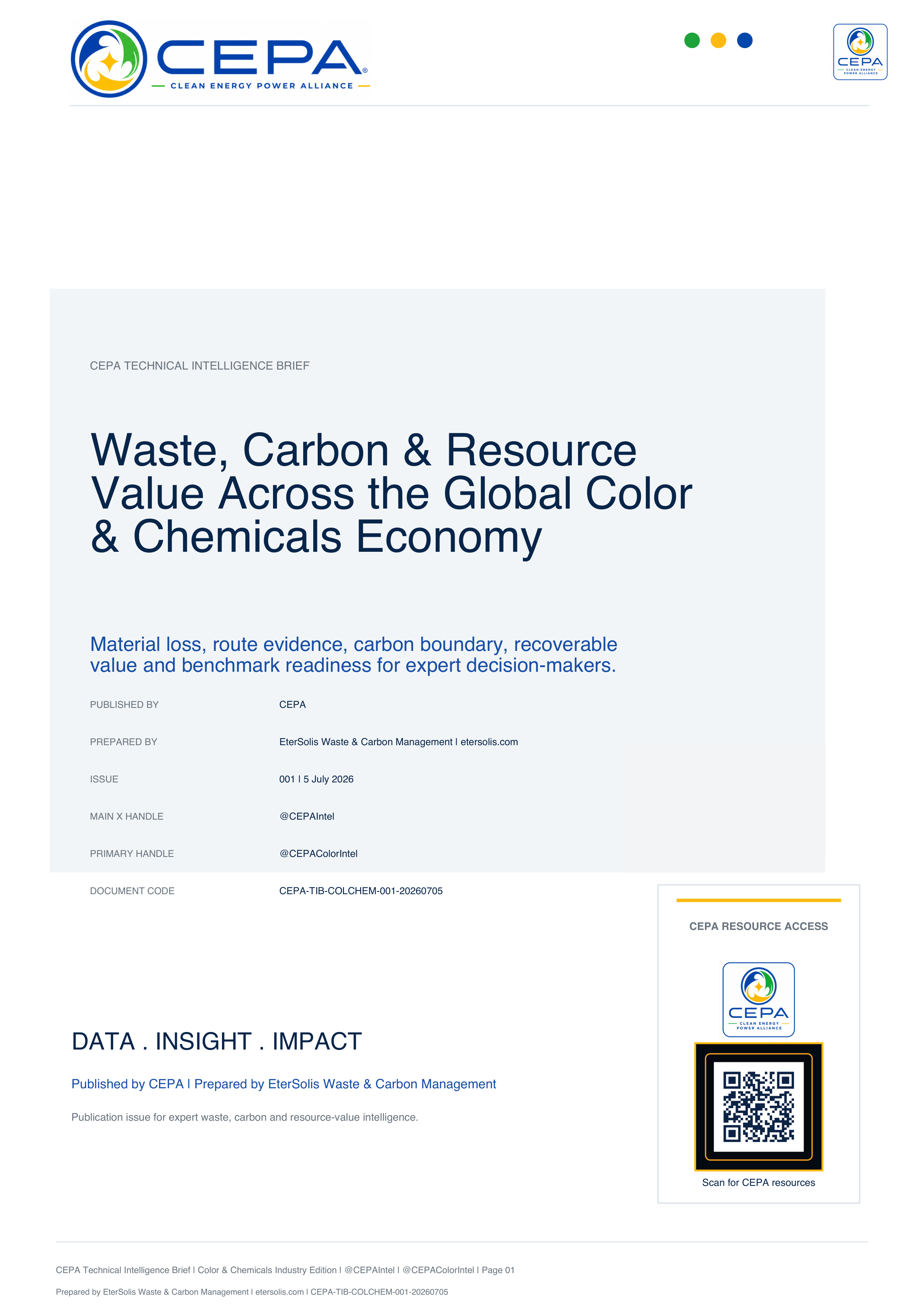 CEPA Technical Intelligence Brief Color and Chemicals Industry Edition Issue 001 page 1