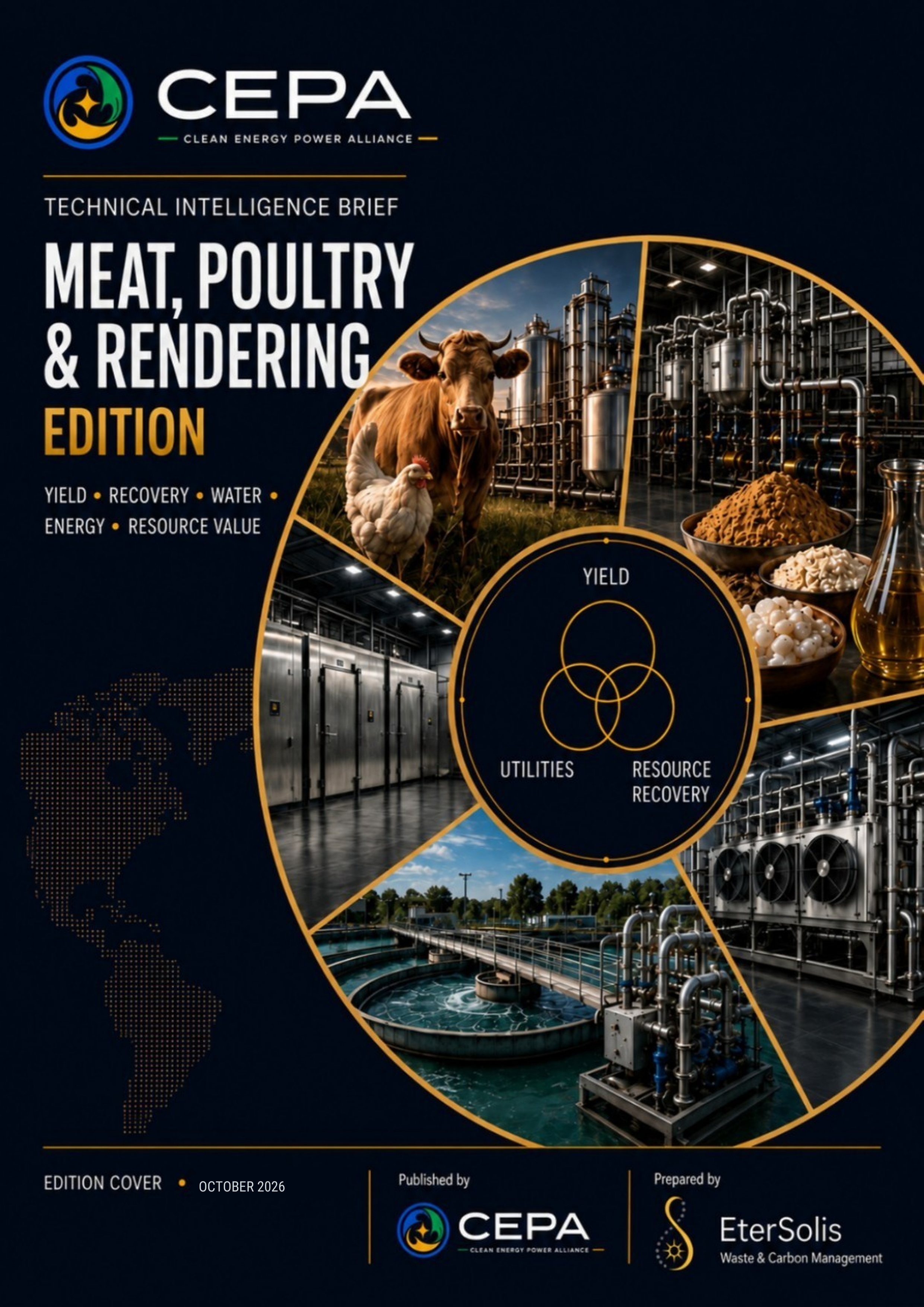 CEPA Technical Intelligence Brief - Meat, Poultry & Rendering Industry Edition - Issue 002: Odour & Air-Emission Source Control - physical page 1, edition cover